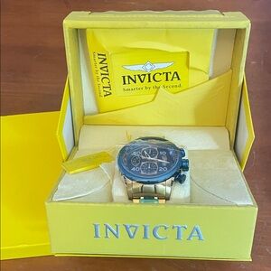 Invicta Gold and Blue Chronograph Watch - NWT